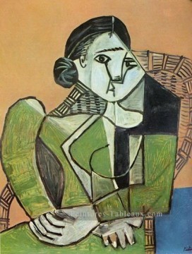 Françoise assise dans un fauteuil 1953 cubisme Pablo Picasso Peinture à l'huile